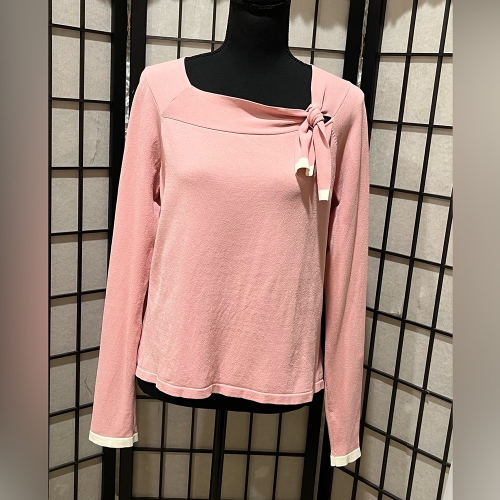 Kasper Blush BARBIE Pink KNIT SWEATER with Bow Detail, WOMEN SIZE L